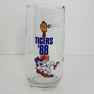 Vintage 1988 Detroit Tigers Burger King Glass Tumbler MLB Baseball
